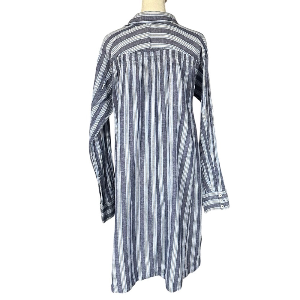 Free People Audrey Stripe Linen Blend Button Down Shirt Dress Size Medium - Picture 2 of 10